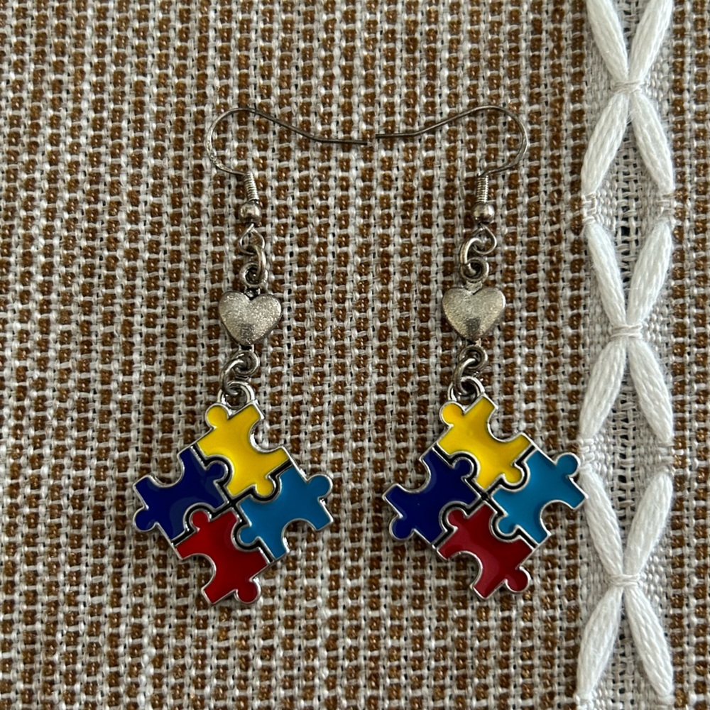 Autism symbol puzzle earrings